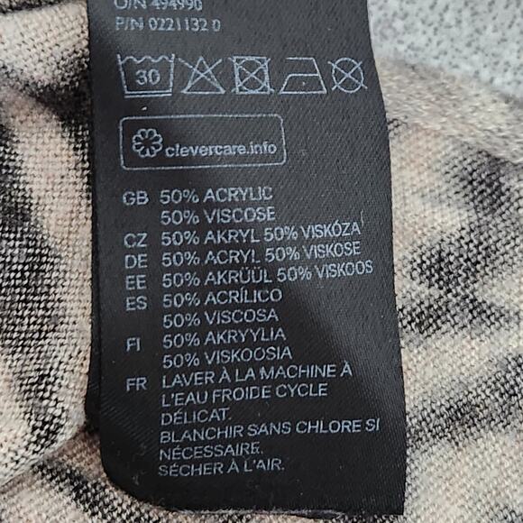 H&M Black Tan Animal Print Boat Neck Hi Low Sweater Top Medium Lightweight Soft - Picture 5 of 5